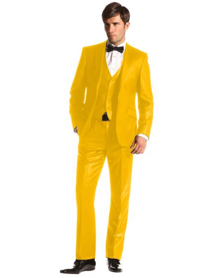 Mensusa Products Fashionable Mens 2 Button Suits Yellow