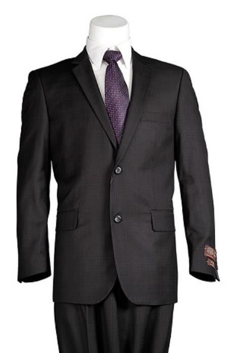 Mensusa Products Vitali Black Windowpane 2 Button Men's Slim Cut Suit