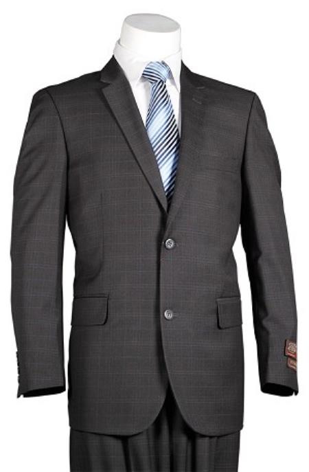 Mensusa Products Vitali Charcoal Windowpane 2 Button Men's Slim Cut Suit