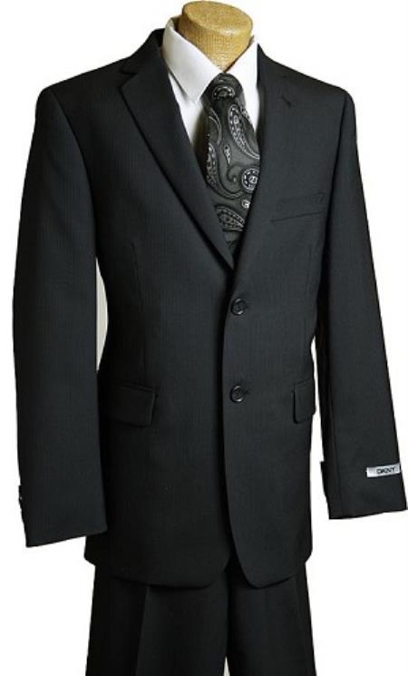 Mensusa Products Boys Black Pin 2 Button Wool Designer Suit