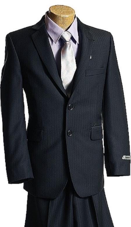 Mensusa Products Navy Tone/Tone 2 Button Super Wool Boy Suit