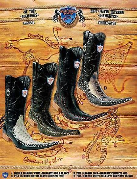Mensusa Products Wild West Men's 9XToe Stingray Caiman Ostrich Rhinestone Cowboy Western Boots