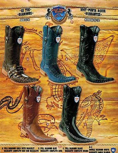 Mensusa Products Wild West Men's 6XToe Stingray Caiman Menudo Rhinestone Cowboy Western Boots