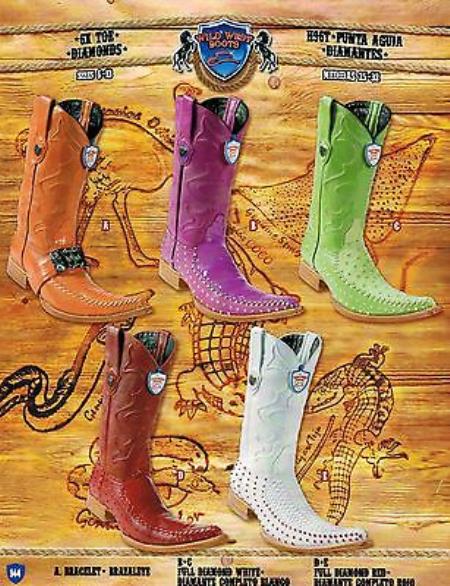 Mensusa Products Wild West Men's 6XToe Teju Ostrich Eel Python Rhinestone Cowboy Western Boots