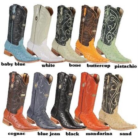 Mensusa Products VersaceToe Ostrich Western Cowboy Boots White Diamonds