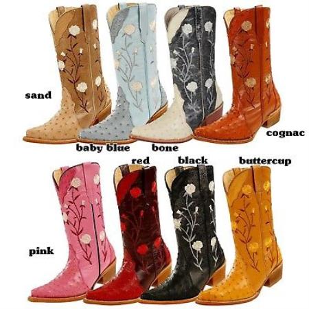 Mensusa Products Ostrich Western Cowboy Ladies Boots By White Diamonds