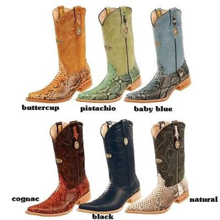 Mensusa Products Xxxtoe Python Western Men'S Cowboy Boots White Diamond