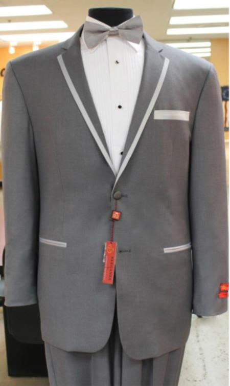 Mensusa Products Grey tuxedo-Grey~Gray Tuxedo 2 button notch collar or Formal Suit & Dinner Jacker