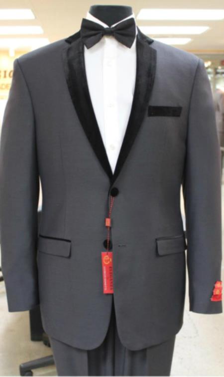 Mensusa Products Grey tuxedo-Grey~Gray Tuxedo 2 button notch collar or Formal Suit & Dinner Jacker