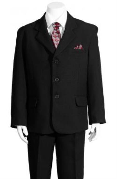 Mensusa Products Boys Black 5 Piece HUSKY Suit