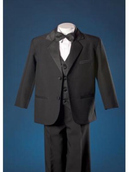 Mensusa Products Boys Husky 2 Button Notch Tuxedo with Black Vest By Peanut Butter