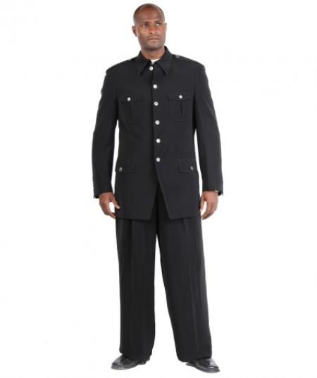 Mensusa Products Canto Suit Laydown Collar with Epaulette Black