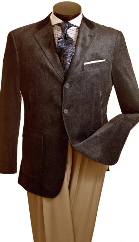 Mensusa Products Men's Velvet Suade Three 3 button Blazer Sport coat Jacket Navy