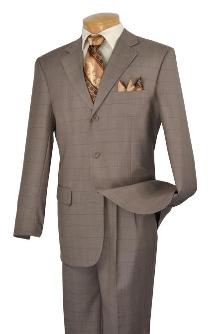 Mensusa Products Mens Three Button Window Pane Design Suit