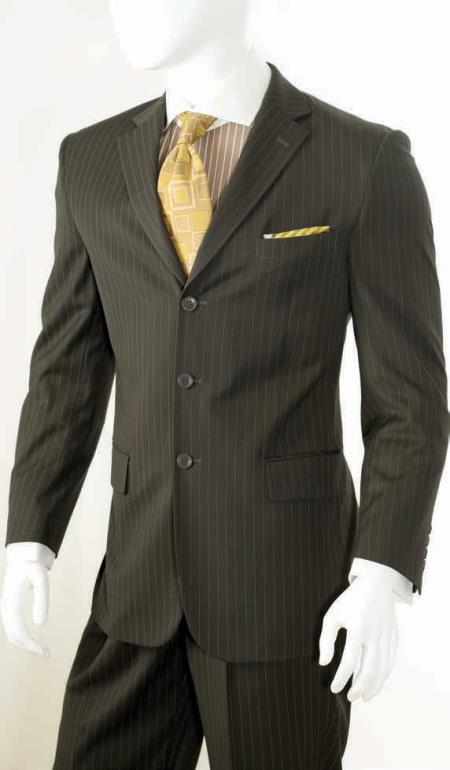 Mensusa Products Men's 2 Piece Classic Suit Pinstripe Brown