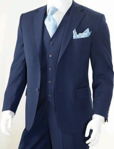 Mensusa Products Men's 3 Piece Classic Suit Navy