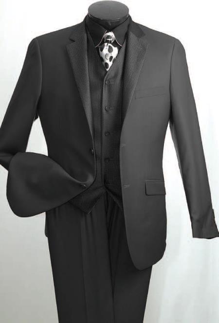 Mensusa Products High Fashion Men's 2 Button Black Suit