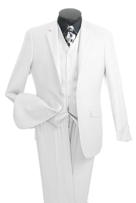 Mensusa Products High Fashion Men's 2 Button White Suit