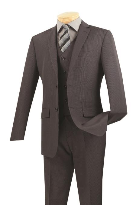 Mensusa Products Men's 3 Piece Wool Feel Slim Fit Suit