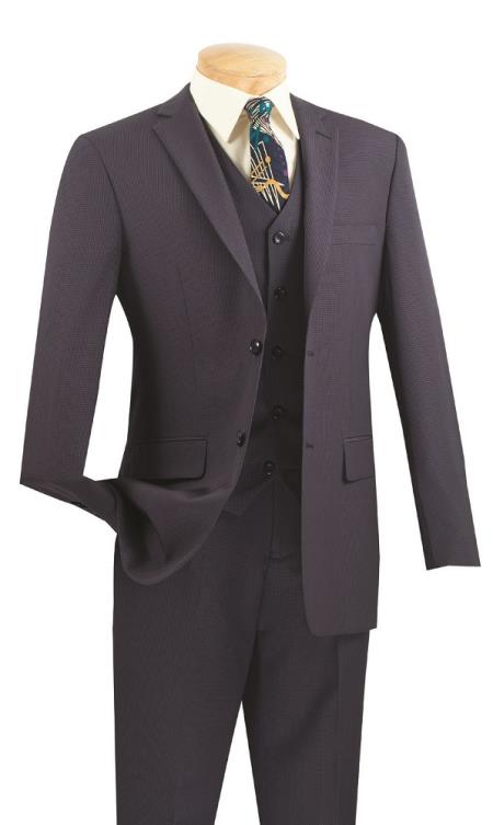 Mensusa Products Men's 3 Piece Wool Feel Slim Fit Suit
