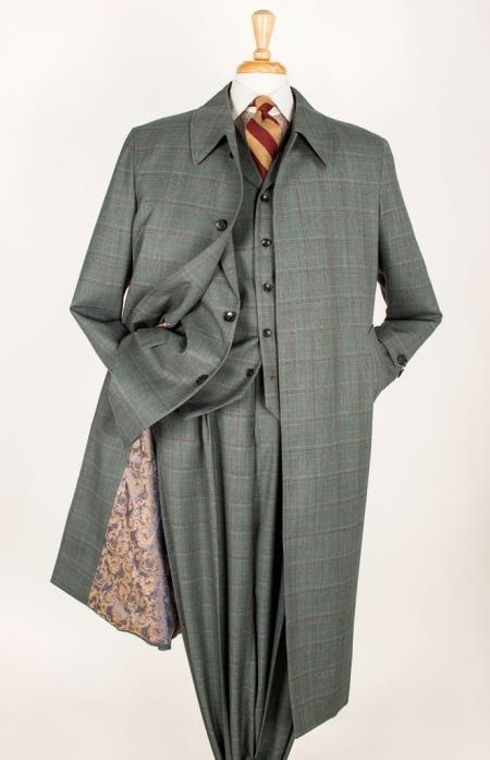 Mensusa Products Mens 1 Woolfull length Plaid Windowpane Patterned Topcoat ~ Overcoat