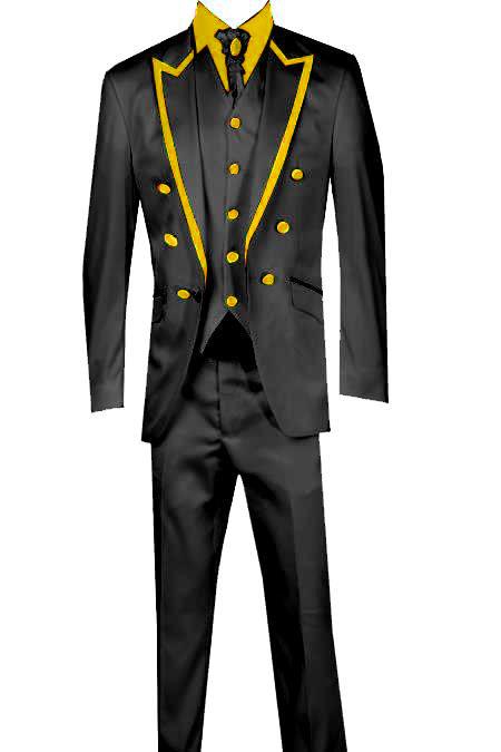 Mensusa Products 3 Piece Blazer+Trouser+Waistcoat Trimming Tailcoat Tuxedos Suit/Jacket Gold