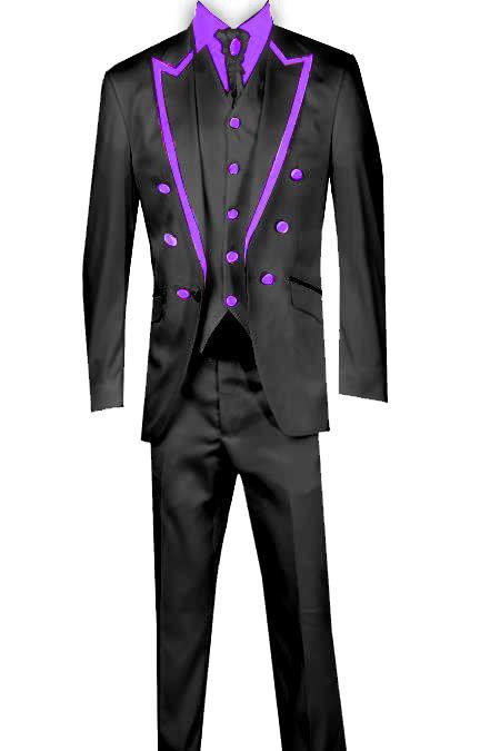 Mensusa Products 3 Piece Blazer+Trouser+Waistcoat Trimming Tailcoat Tuxedos Suit/Jacket-Lavender