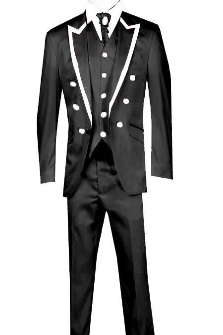 Mensusa Products 3 Piece Blazer+Trouser+Waistcoat Trimming Tailcoat Tuxedos Suit/Jacket-White
