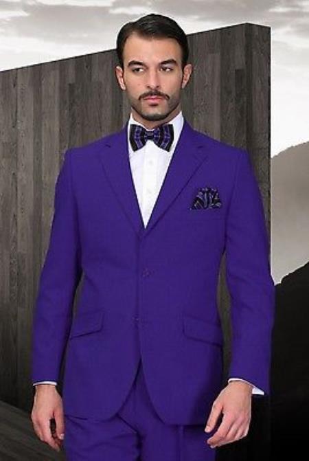 Mensusa Products Mens Purple Poly~Rayon Fabric Modern Cut 2 Button Suit