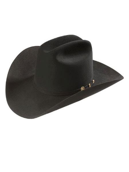 Mensusa Products Stetson cowboy hat-Stetson Hats-100x El Presidente w. 10K Gold 3 Piece Buckle Black