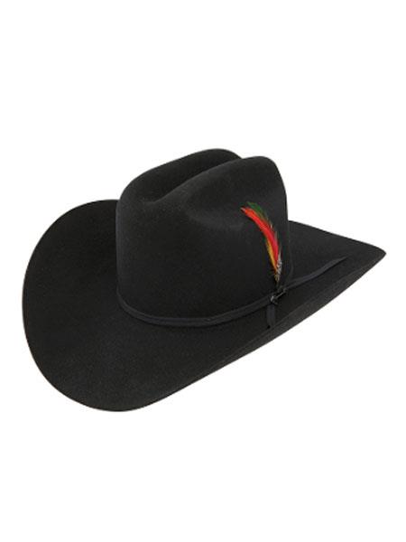 Mensusa Products Stetson cowboy hat-Stetson Hats_ 4x Rancher Classic Felt Cowboy Hat w-Feather