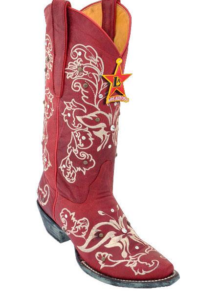 Mensusa Products Los Altos Womens Red Swarovski Crystal Snip-Toe Cowgirl ~ Women Boot
