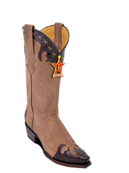Mensusa Products Los Altos Brown Eel and Brown Leather snip-toe Cowgirl ~ Women Boots