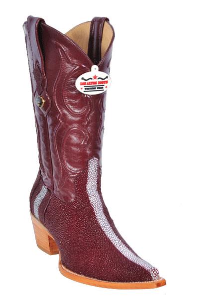 Mensusa Products Los Altos Ladies' Burgundy ~ Maroon ~ Wine Color Stingray Rowstone Finish Cowgirl ~ Women Boots