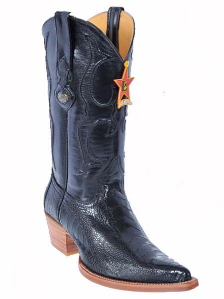 Mensusa Products Los altos Black Ladies Ostrich Leg Cowgirl ~ Women Western Boots