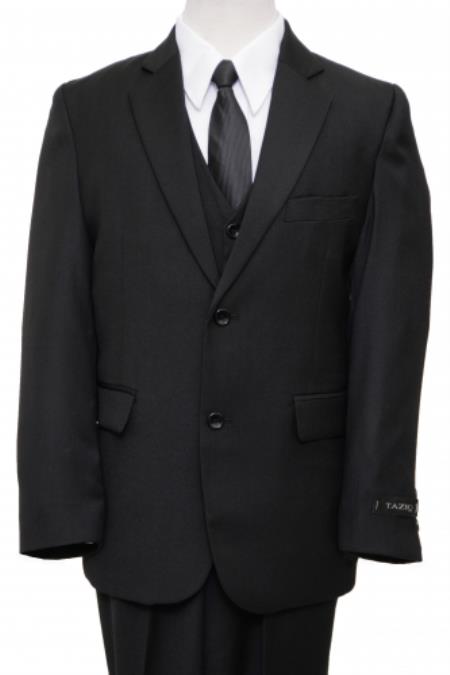 Mensusa Products 2 Button Front Closure Boys Suit Black