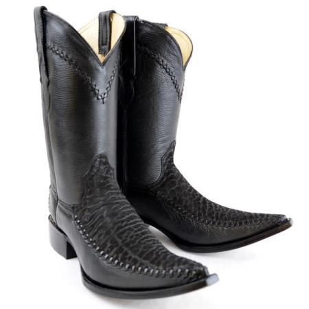 Mensusa Products Men's New Reg:$795 discounted sale clearance diamond Boots Original Black Deer Skin And Bull Neck 