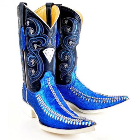 Mensusa Products Men's New Reg:$795 discounted sale clearance diamonds Boots Original Blue Leather 