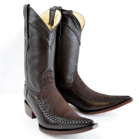 Mensusa Products Men's New Reg:$795 discounted sale clearance diamonds Boots Original Brown Deer Skin And Bull Neck 