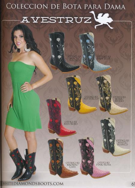Mensusa Products New Reg:$795 discounted sale clearance diamonds Women's Flowers Genuine Ostrich Cowboy Western Boots