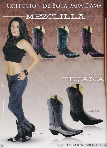 Mensusa Products New Reg:$795 discounted sale clearance diamonds Women's Denim/Leather/Sequin Cowboy Western Boots