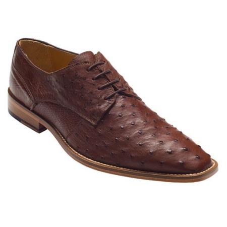 Mensusa Products Brown Genuine Ostrich Lace-Up