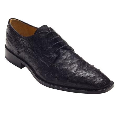 Mensusa Products Black Genuine Ostrich Lace-Up