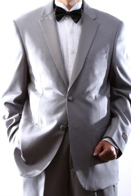 Mensusa Products Grey tuxedo-MENS 2 Button Superior 150s Light Gray Tuxedo W. Flat Front