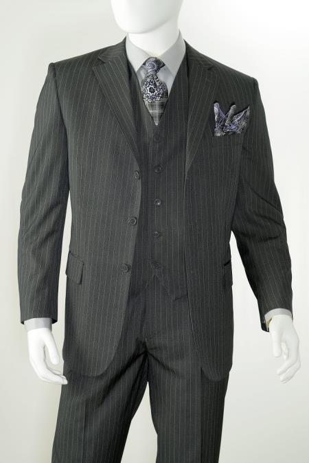 Mensusa Products Men's 3 Piece Suit - Executive Pinstripe Grey