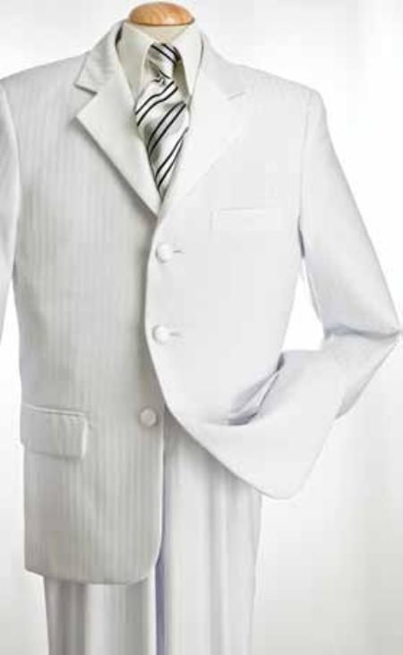 Mensusa Products Men's 3 Piece Suit - Executive Pinstripe White