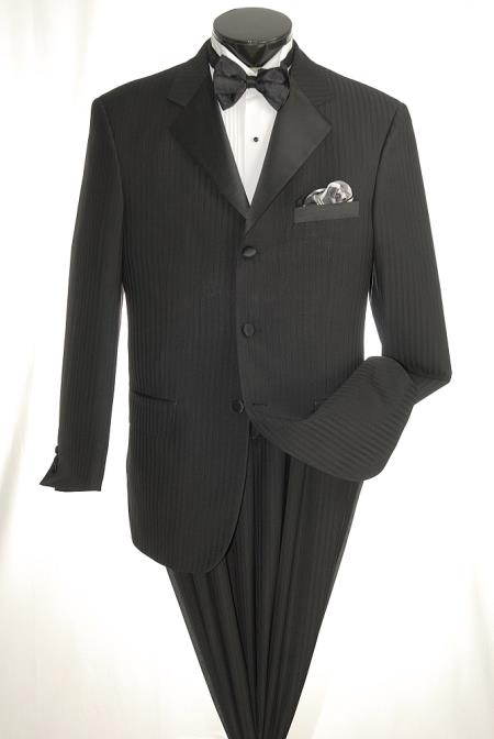 Mensusa Products Men's 3 Piece Suit - Executive Pinstripe Black
