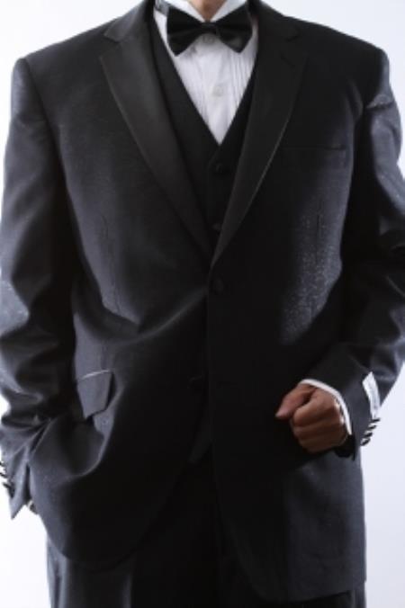 Mensusa Products Men's 2 Button Slim Fit 3 pieces Vested Tux Style Suit Black