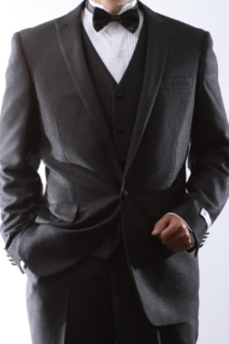 Mensusa Products Men's One Button Slim Fit 3 pieces Vested Suit Black