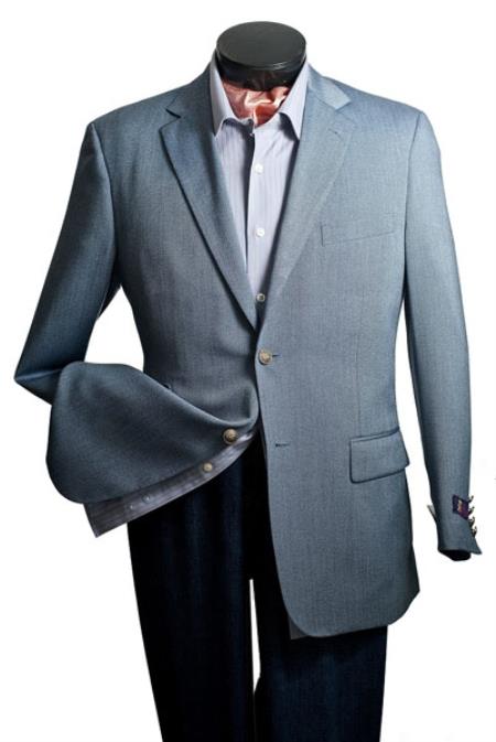 Mensusa Products Men's Single Breasted Blazer - Notch Lapel Steel Blue